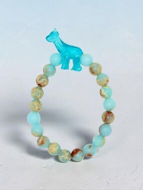 Simply Southern Blue/tan Giraffe Tracker Bracelet, w/Blue Giraffe NWT
